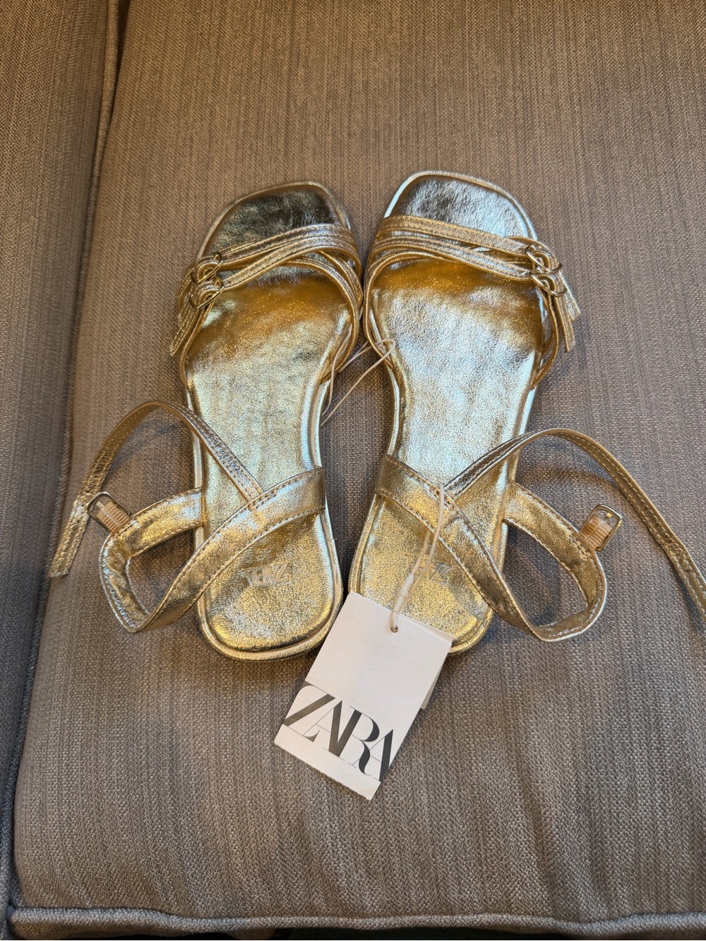Zara Gold Metallic Strappy Sandals